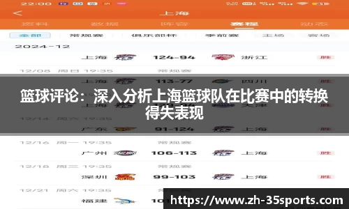 篮球评论:深入分析上海篮球队在比赛中的转换得失表现